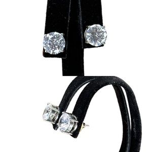 Sterling Silver 925 Marked Round Cubic Zirconia Round Cut Stud Earrings 1cm